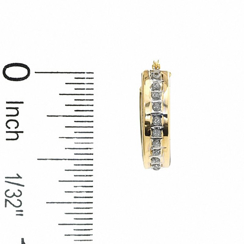 Main Image 2 of Diamond Fascination™ Small Round Hoop Earrings in 14K Gold