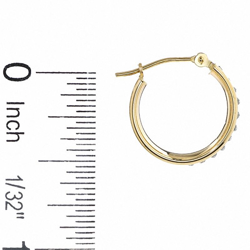 Main Image 3 of Diamond Fascination™ Small Round Hoop Earrings in 14K Gold