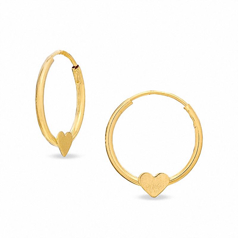 Child's 14K Gold Heart Hoop Earrings|Peoples Jewellers