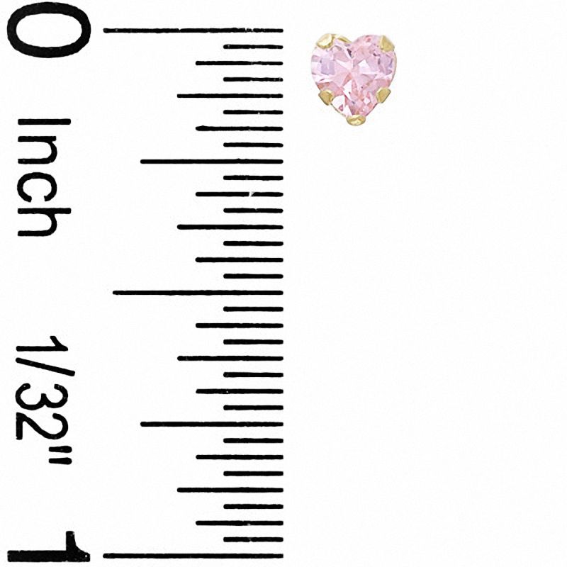 Child's 4.0mm Heart-Shaped Pink Cubic Zirconia Stud Earrings in 14K Gold|Peoples Jewellers