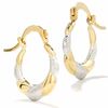 Thumbnail Image 1 of 14K Two-Tone Gold Polished Sculpted Mini Hoop Earrings