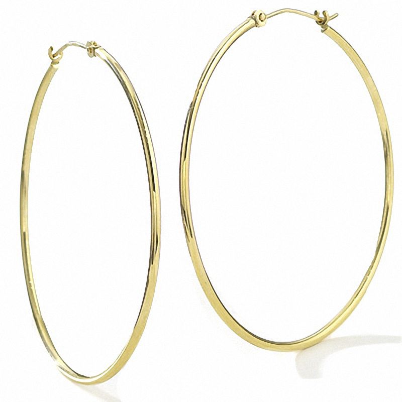 Main Image 1 of 14K Gold 40mm Polished Hinged Hoop Earrings