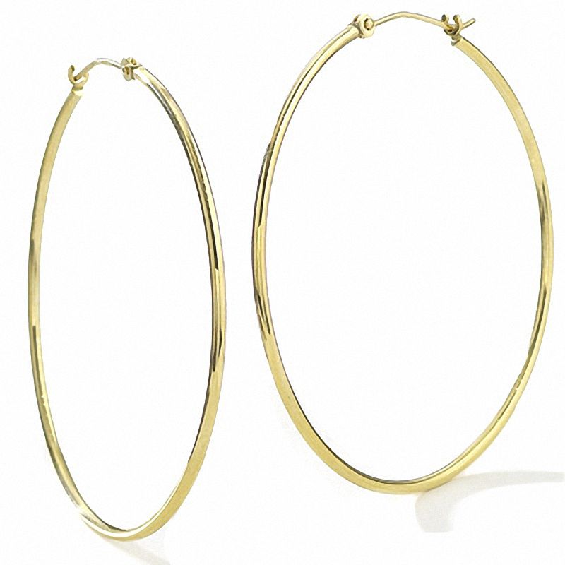 14K Gold 40mm Polished Hinged Hoop Earrings|Peoples Jewellers