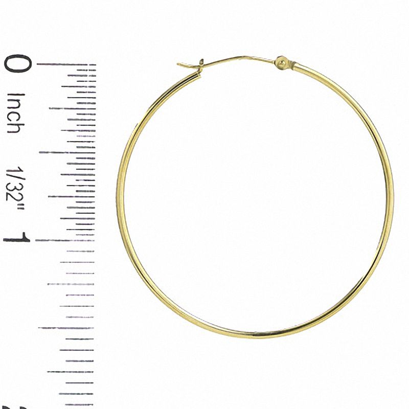 14K Gold 40mm Polished Hinged Hoop Earrings