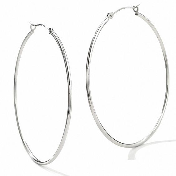 14k White Gold 40mm Polished Hinged Hoop Earrings View All 14k White Gold 40mm Polished Hinged Hoop Earrings