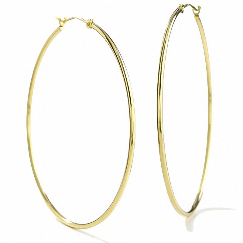 14K Gold 47mm Polished Hinged Hoop Earrings|Peoples Jewellers