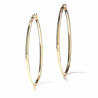 14K Gold 47mm Polished Hinged Hoop Earrings