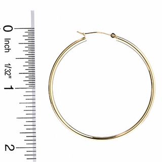 14K Gold 47mm Polished Hinged Hoop Earrings