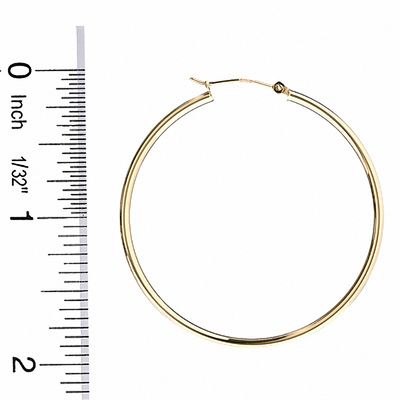 14K Gold 47mm Polished Hinged Hoop Earrings