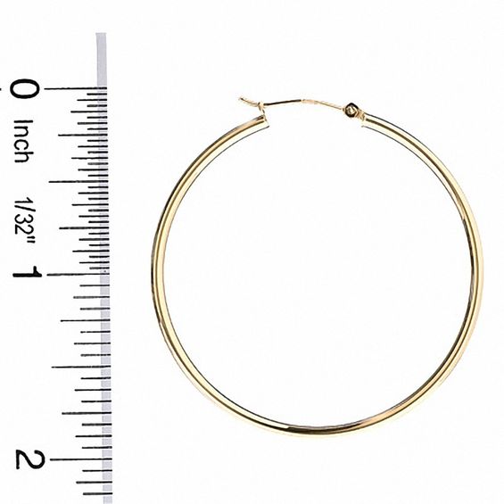 14K Gold 47mm Polished Hinged Hoop Earrings