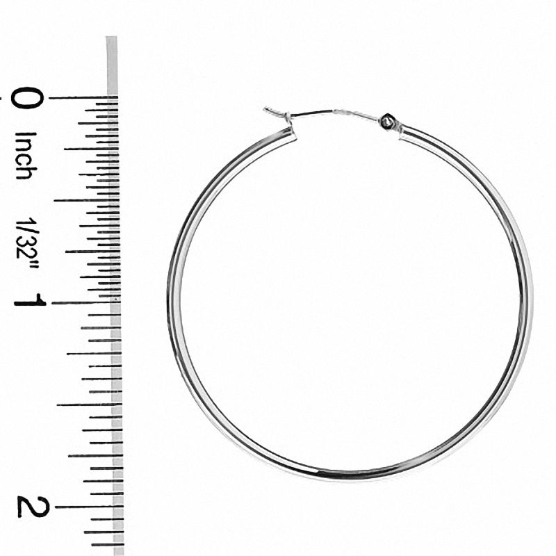 Main Image 3 of 14K White Gold 47mm Polished Hinged Hoop Earrings