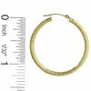 Thumbnail Image 3 of 14K Gold 35mm Satin and Diamond Cut Hoop Earrings