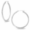 Thumbnail Image 1 of 14K White Gold 35mm Satin and Polished Hinged Hoop Earrings