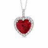 Thumbnail Image 0 of Heart Shaped Lab-Created Ruby And White Sapphire Pendant in 10K White Gold with Diamond Accents