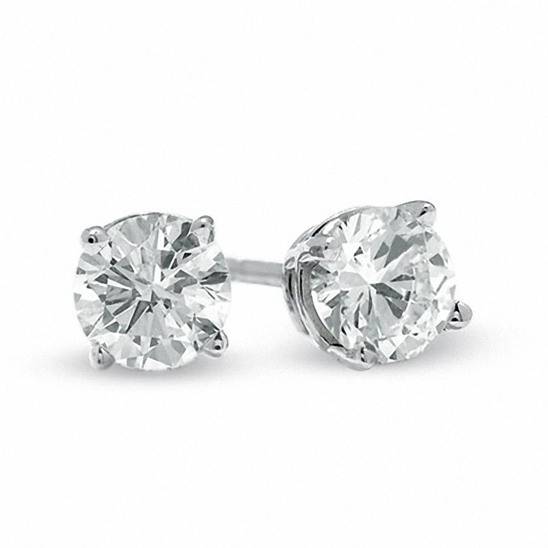 Main Image 1 of 0.58 CT. T.W. Diamond Solitaire Stud Earrings in 14K White Gold
