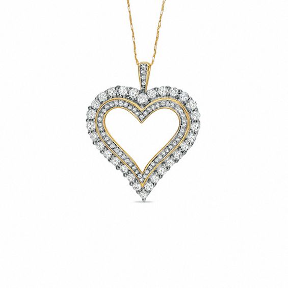 1.00 CT. T.W. Diamond Elegant Heart Pendant in 10K Gold