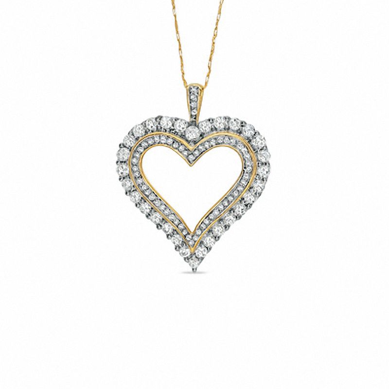 1.00 CT. T.W. Diamond Elegant Heart Pendant in 10K Gold