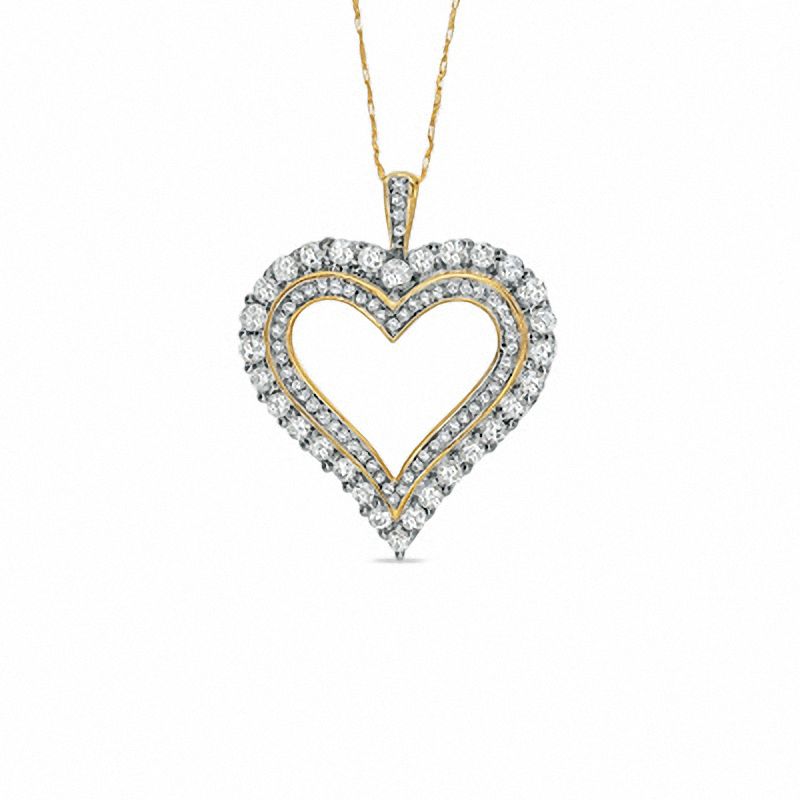 Main Image 1 of 1.00 CT. T.W. Diamond Elegant Heart Pendant in 10K Gold