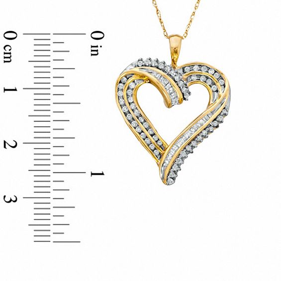 0.50 CT. T.W. Diamond Ribbon Heart Pendant in 10K Gold