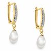 Thumbnail Image 0 of Cultured Freshwater Pearl Hoop Earrings in 14K Gold