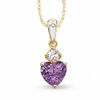 Thumbnail Image 0 of Heart-Shaped Amethyst Pendant in 10K Gold with White Topaz and Diamond Accent