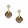 Thumbnail Image 1 of Smoky Quartz and Diamond Drop Earrings in 10K Gold