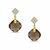 Thumbnail Image 0 of Smoky Quartz and Diamond Drop Earrings in 10K Gold