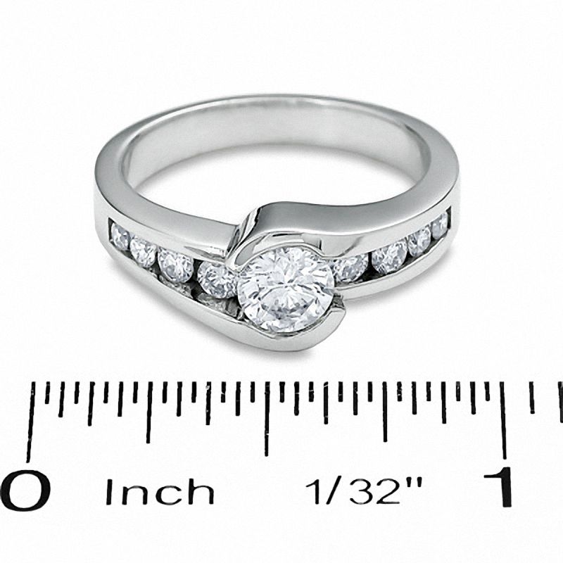 Main Image 3 of 1.00 CT. T.W. Diamond Bezel Set Engagement Ring in 14K White Gold