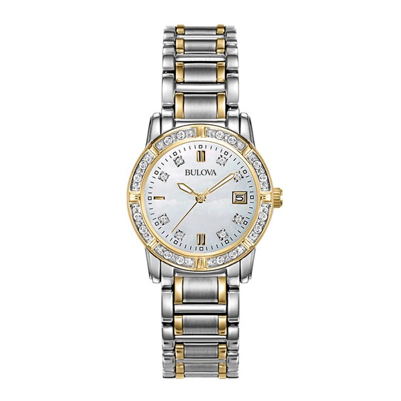 Ladies' Bulova Two-Tone Sport Diamond Accent Watch with Mother-of-Pearl Dial (Model: 98R107)