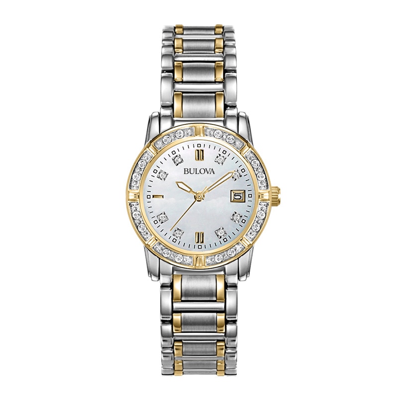 Main Image 1 of Ladies' Bulova Two-Tone Sport Diamond Accent Watch with Mother-of-Pearl Dial (Model: 98R107)