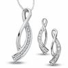 Thumbnail Image 1 of 0.10 CT. T.W. Journey Diamond Twist Pendant and Earrings Set in 10K White Gold