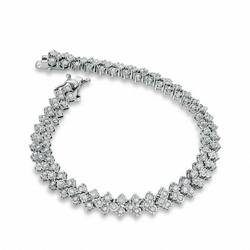 Main Image 2 of 1.00 CT. T.W. Diamond Miracle Set Overlap Bracelet in 10K White Gold