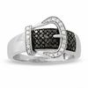 Thumbnail Image 1 of 0.33 CT. T.W. Enhanced Black and White Diamond Buckle Ring in Sterling Silver