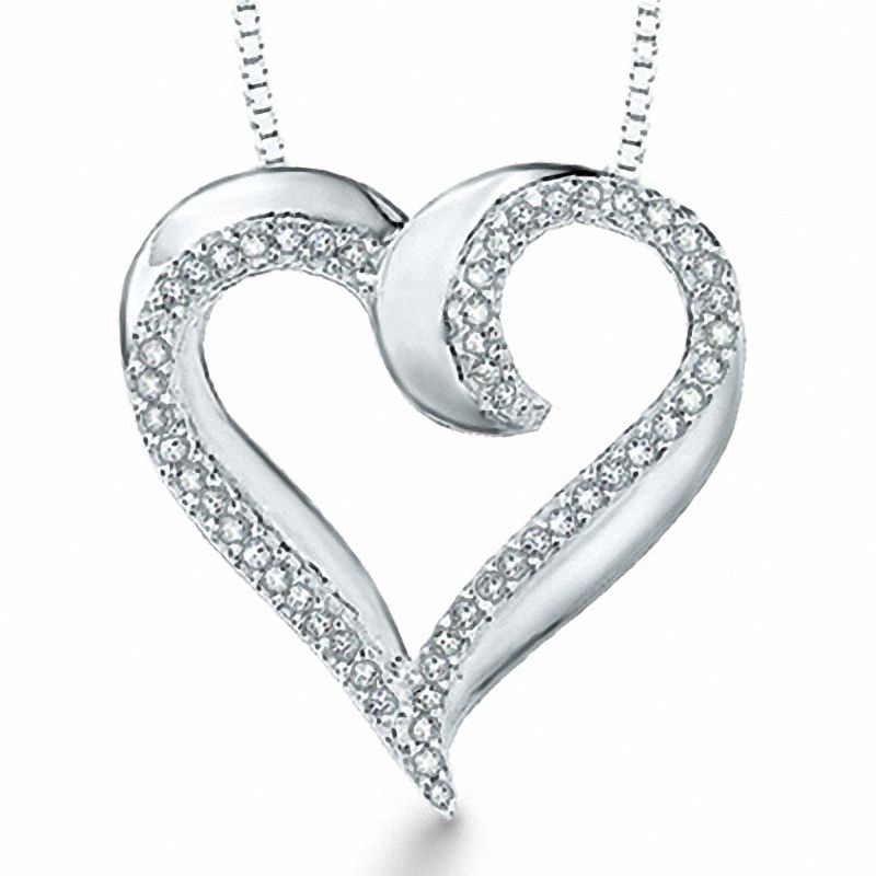 0.14 CT. T.W. Diamond Heart Pendant in Sterling Silver