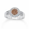Thumbnail Image 1 of 0.60 CT. T.W. Champagne and White Diamond Love Ring in 14K White Gold