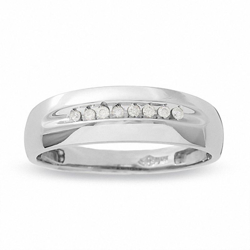 Men's Diamond Accent Channel Band in 10K White Gold