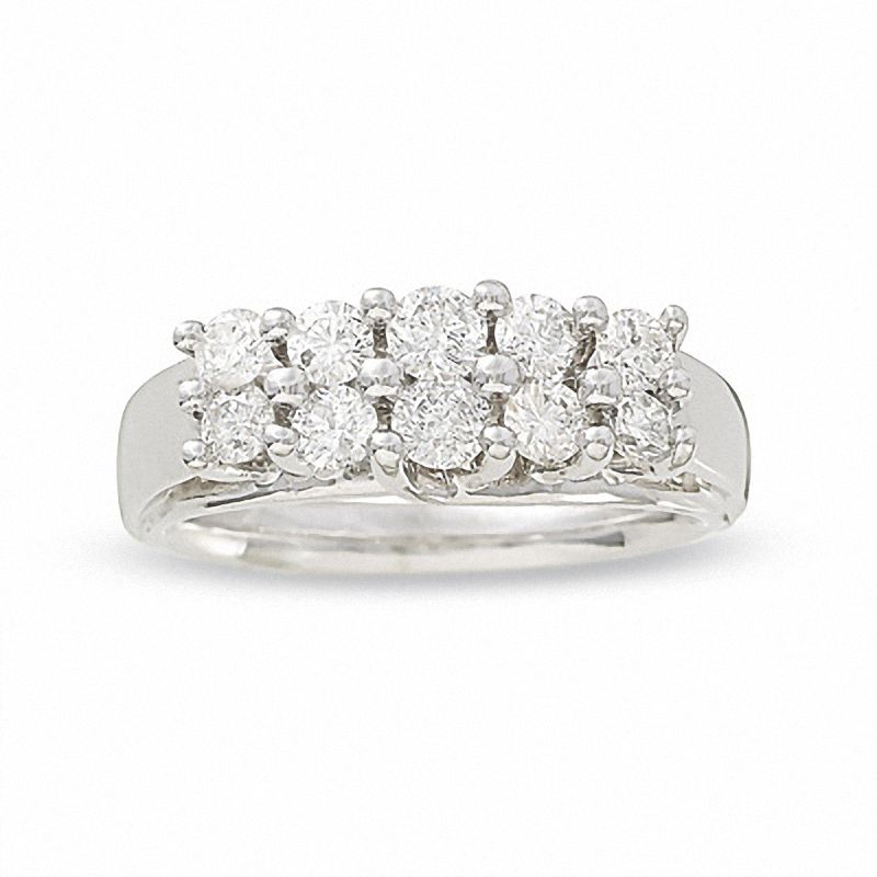 1.00 CT. T.W. Diamond Double Row Ring in 14K White Gold