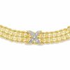 Thumbnail Image 0 of 14K Gold Rope and Bead Diamond Accent "X" Necklace - 17"