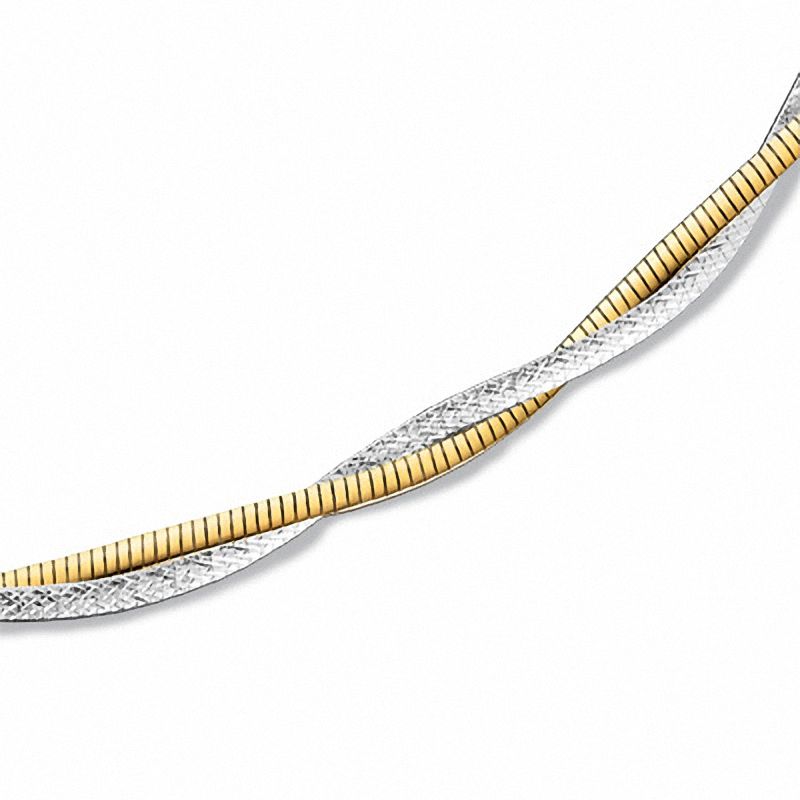 Main Image 1 of Sterling Silver and 10K Gold Stardust Wrapped Omega Chain Necklace - 17"