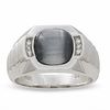 Thumbnail Image 1 of Lab-Created Cats Eye Band with Diamond Accents in 10K White Gold