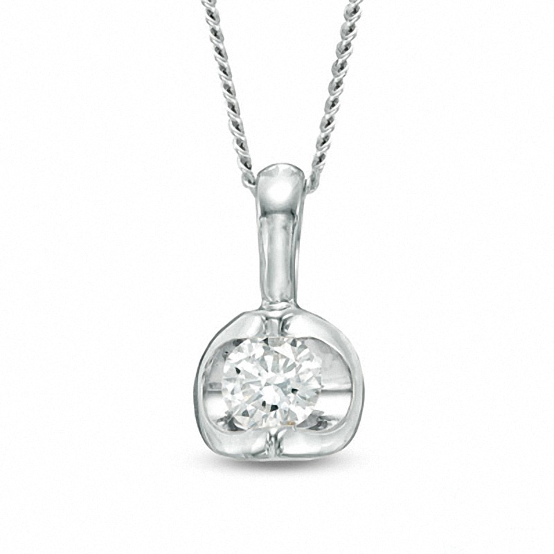 CT. Canadian Certified Diamond Solitaire Tension-Set Pendant in 14K White Gold (I/I2)|Peoples Jewellers