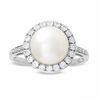 Thumbnail Image 0 of Cultured Freshwater Pearl and Lab-Created White Sapphire Ring with Diamond Accents in 10K White Gold