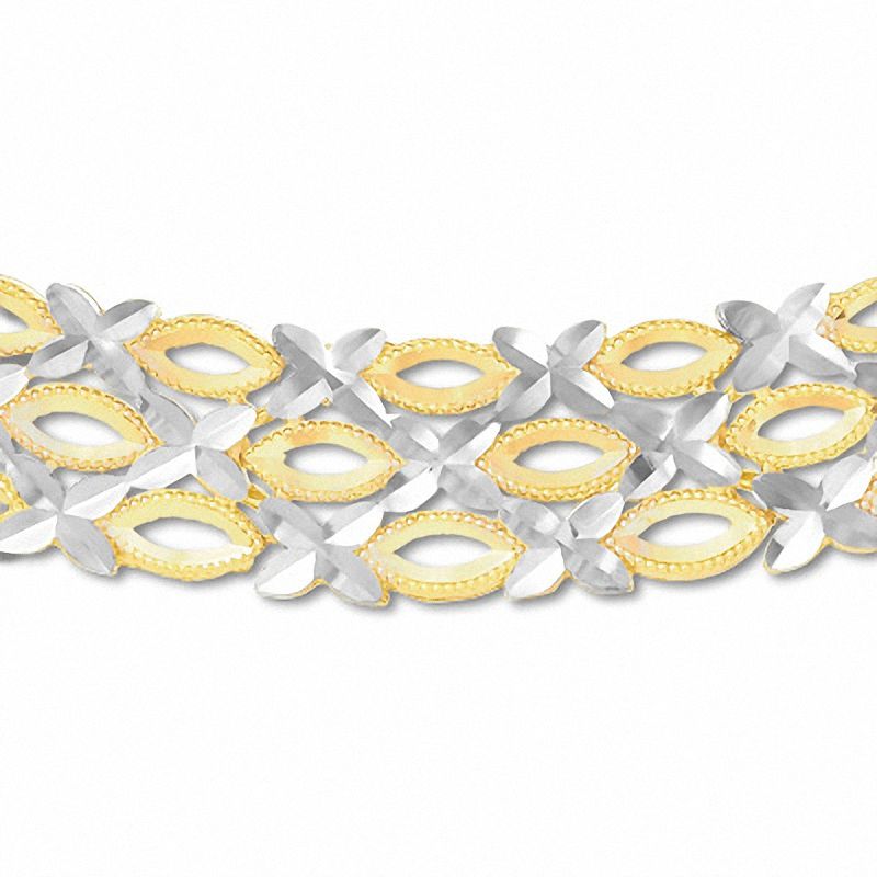 Main Image 1 of 14K Two-Tone Gold "X" and "O" Necklace