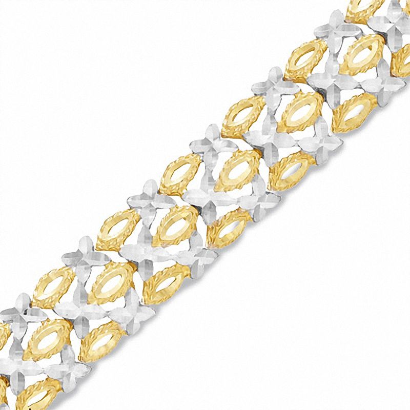 14K Two-Tone Gold "X" and "O" Bracelet|Peoples Jewellers