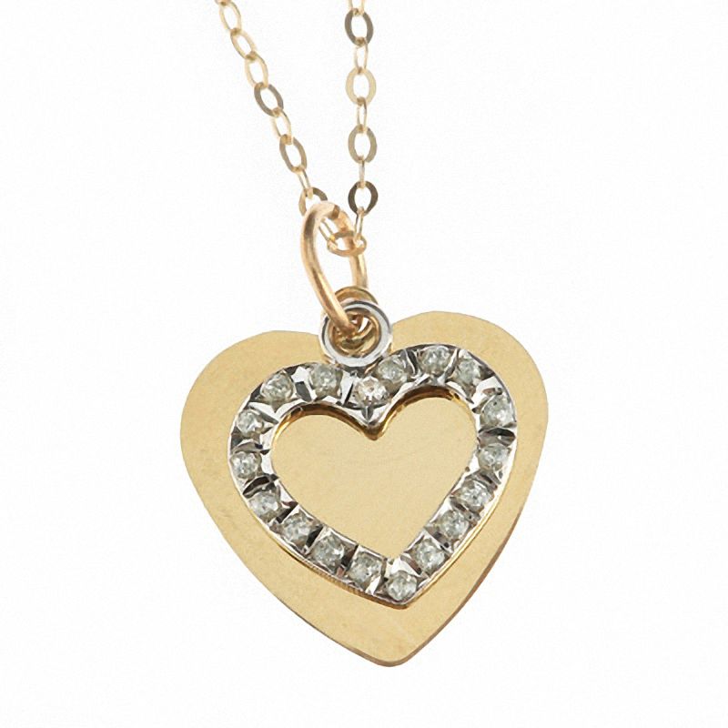 Diamond Fascination™ Shadow Heart Pendant in 14K Gold