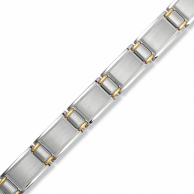 Block Bracelet in Stainless Steel and 14K Gold - 8.5"