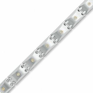 Men's 0.23 CT. T.W. Diamond Bracelet in Stainless Steel and 14K Gold - 8.5"
