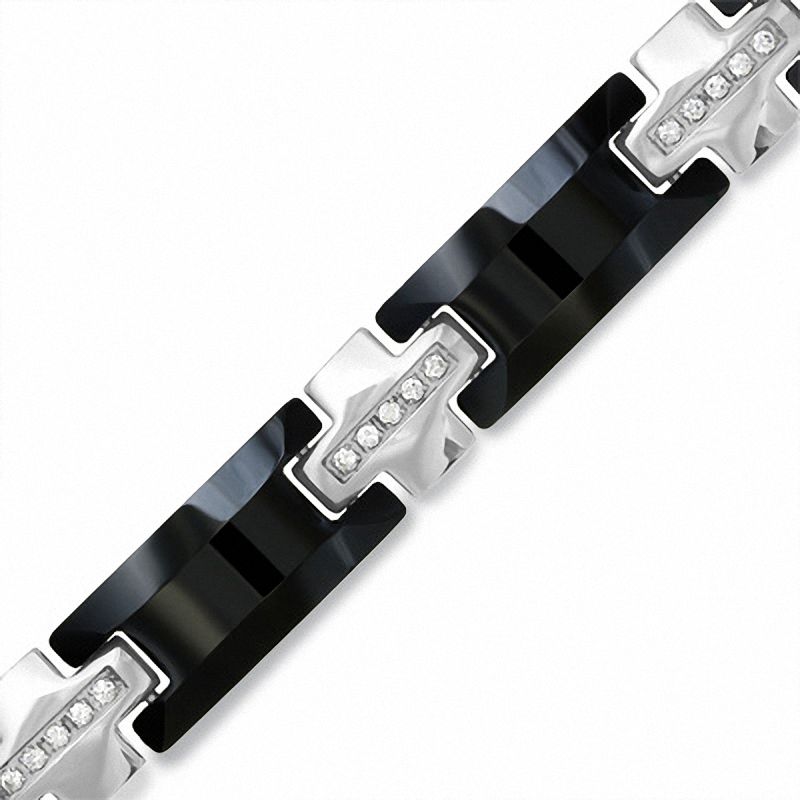 Men's 0.40 CT. T.W. Diamond Stainless Steel and Black Tungsten Bracelet|Peoples Jewellers