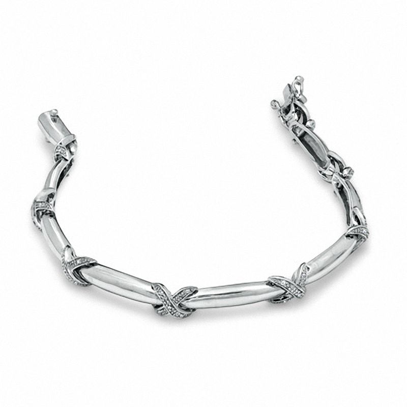 0.21 CT. T.W. Diamond "X" Bracelet in Sterling Silver|Peoples Jewellers