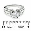 1.25 CT. T.W. Diamond Flower Collar Ring with Baguette Side Stones in 14K White Gold